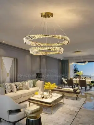 Modern Crystal Lustre Ceiling Chandelier Gold Irregular Ring Pendant
