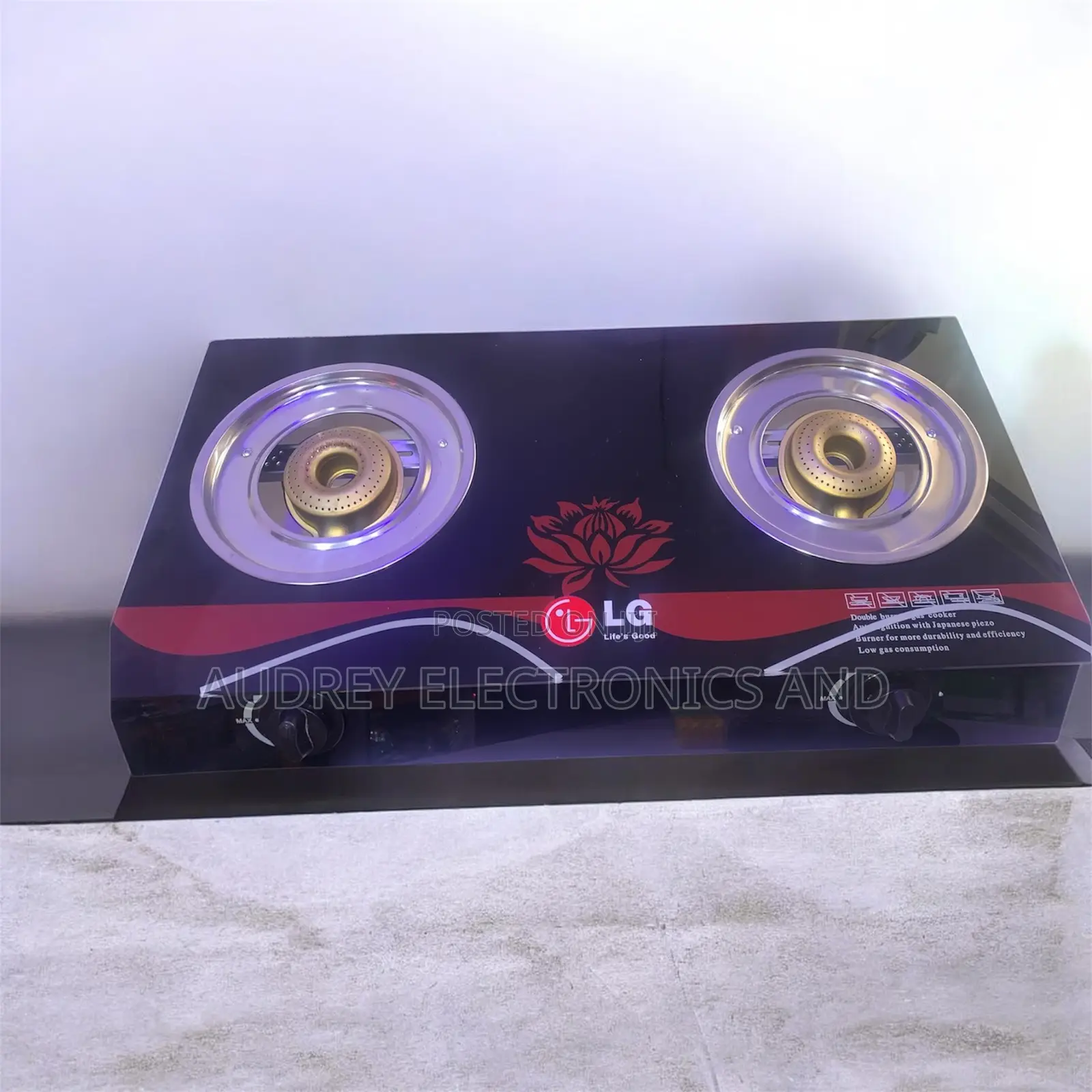 Original Lg Double Burner Tempered Glass Top Automatic Ignition