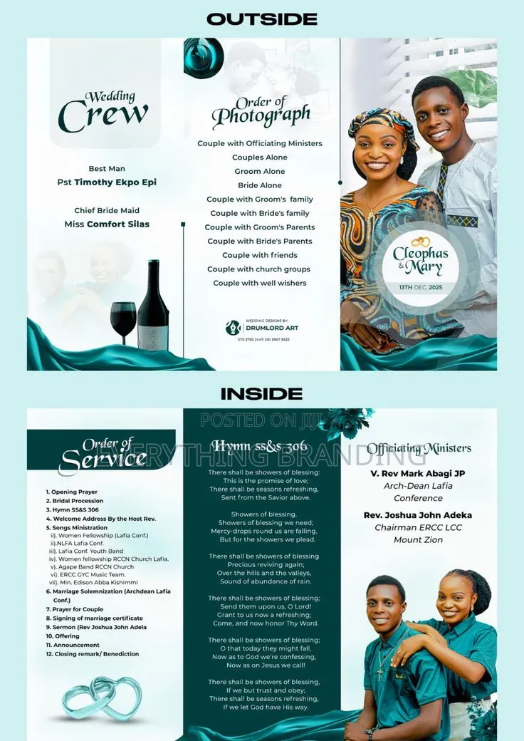 Wedding Programme Printing A5 Trifold Invitation Booklet