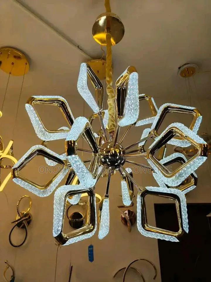 Modern Crystal Lustre Ceiling Chandelier Gold Irregular Ring Pendan