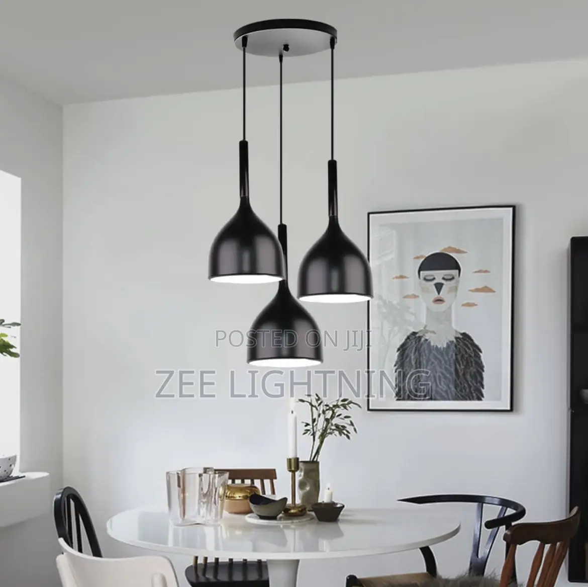 3in1 Black Body Pendant Dropping Light