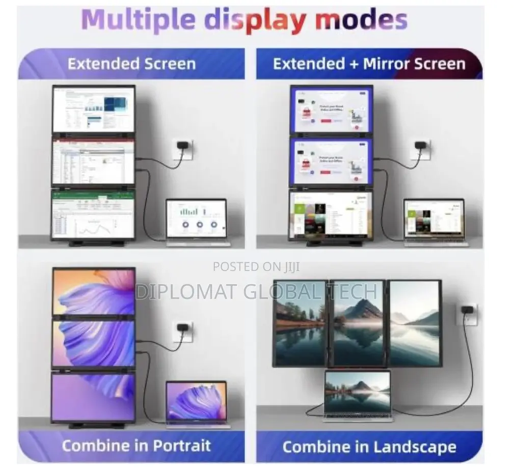 V2com Z4 Pro Quad Laptop Screen Extender, 15.6" FHD Portable Monitors