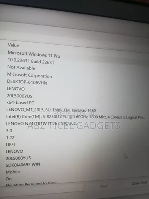 Laptop Lenovo ThinkPad T480 8GB Intel Core i5 SSD 256GB
