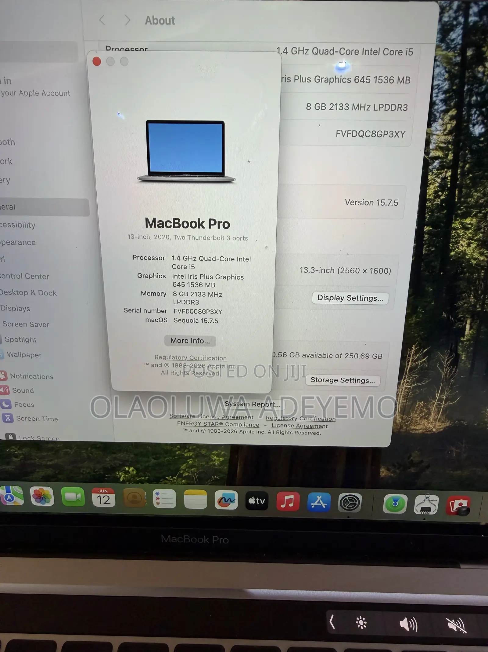 Laptop Apple MacBook Pro 2020 8GB Intel Core i5 SSD 256GB