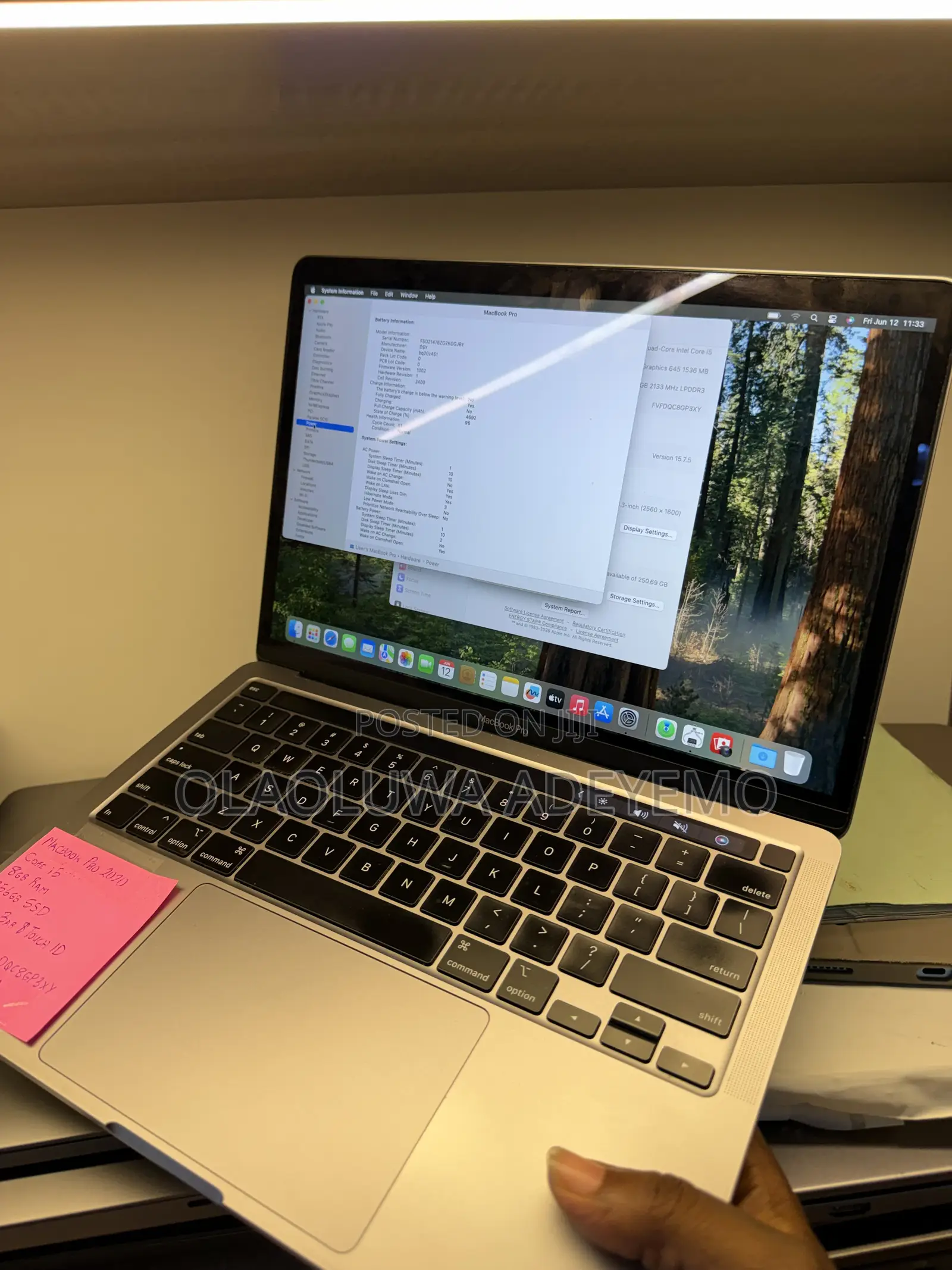 Laptop Apple MacBook Pro 2020 8GB Intel Core i5 SSD 256GB