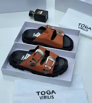 Toga Virilis Leather Double Buckle Slides