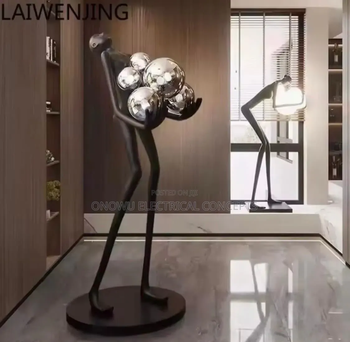 Abstract Sculpture 3-Color Light Led Floor Lamp With Dance Goddess