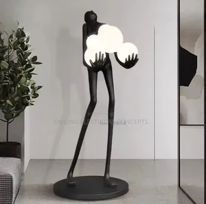 Abstract Sculpture 3-Color Light Led Floor Lamp With Dance Goddess