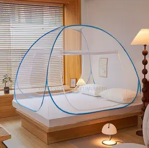 3-Second Pop-Up Mongol Mosquito Net Tent Full Coverage Blue Iron Frame