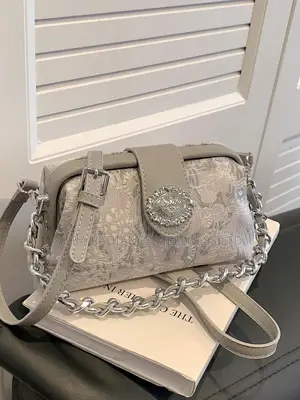 Shein Elegant Grey Lace Embellished Clutch