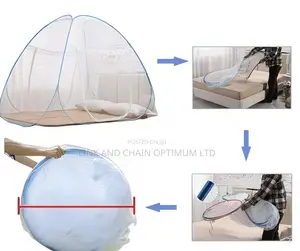 3-Second Pop-Up Mongol Mosquito Net Tent Full Coverage Blue Iron Frame
