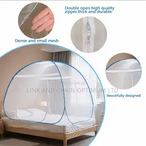 3-Second Pop-Up Mongol Mosquito Net Tent Full Coverage Blue Iron Frame