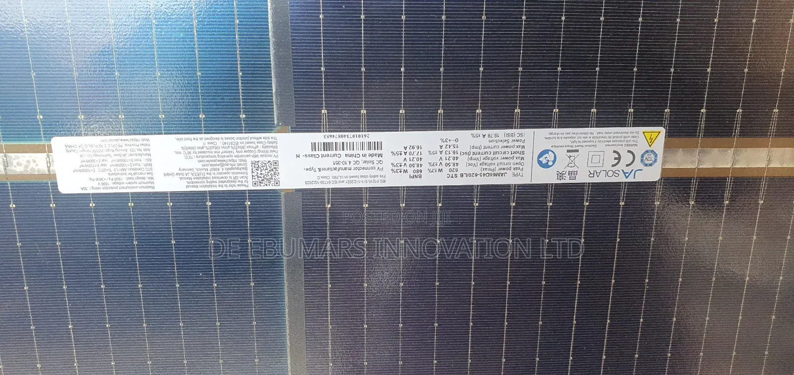 620w Ja Bifacial Solar Panel