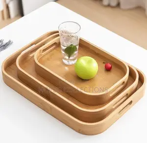 Gold Handle Wooden Tray