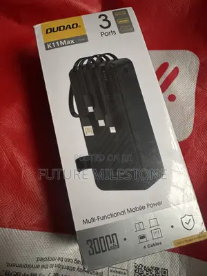 Dudao Max 30000 Mah Powerbank With Built-in Cables - Black