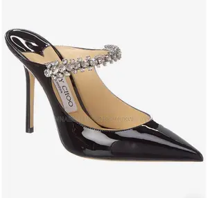 Luxury Jimmychoo Bing Crystal-Strap Mule-Elegant Pointed-Toe Stiletto