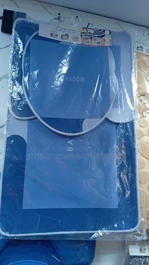 4 Piece Blue Bathroom Mat Set