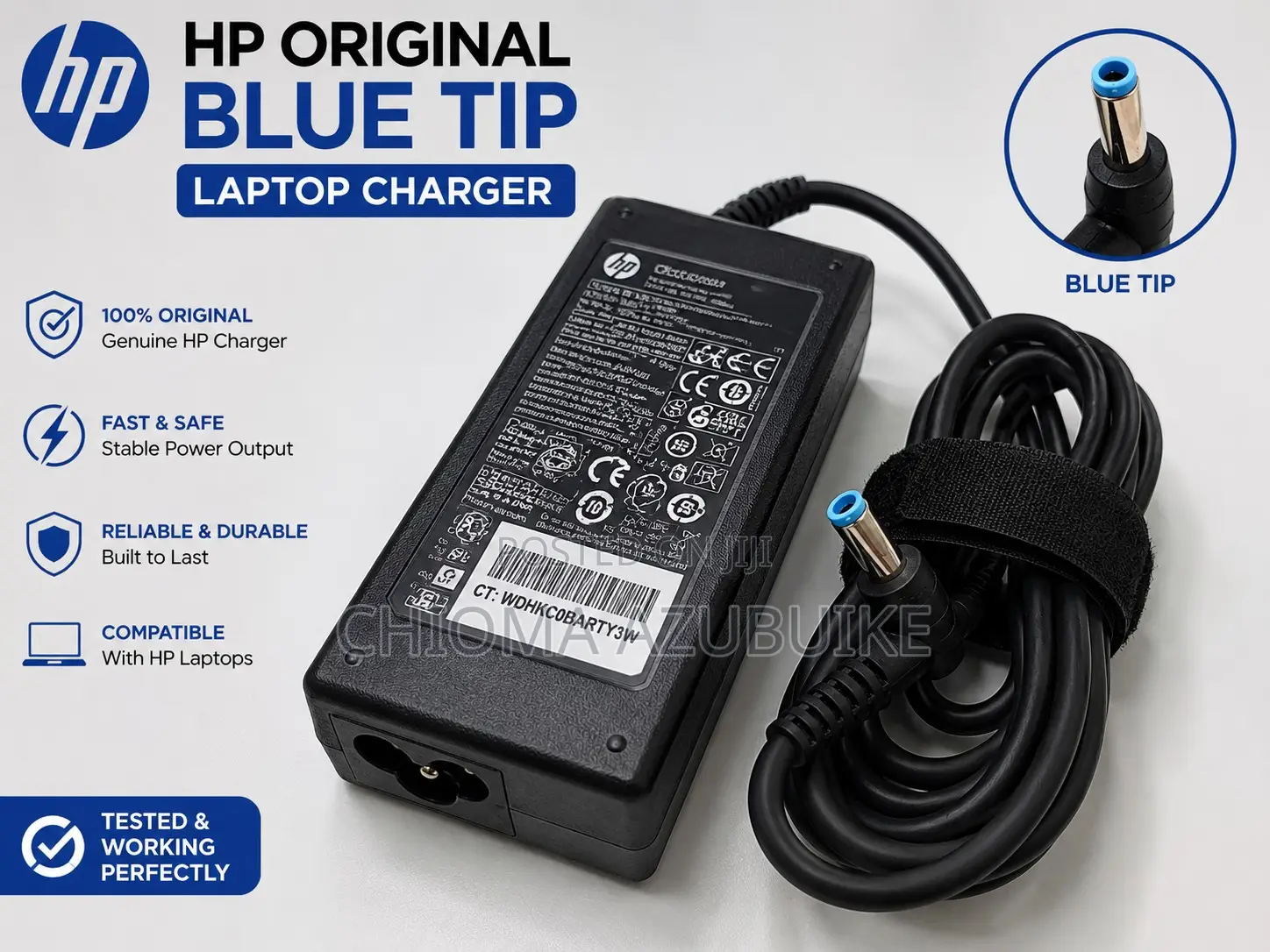 Hp Original Blue Tip Charger for Hp Laptops