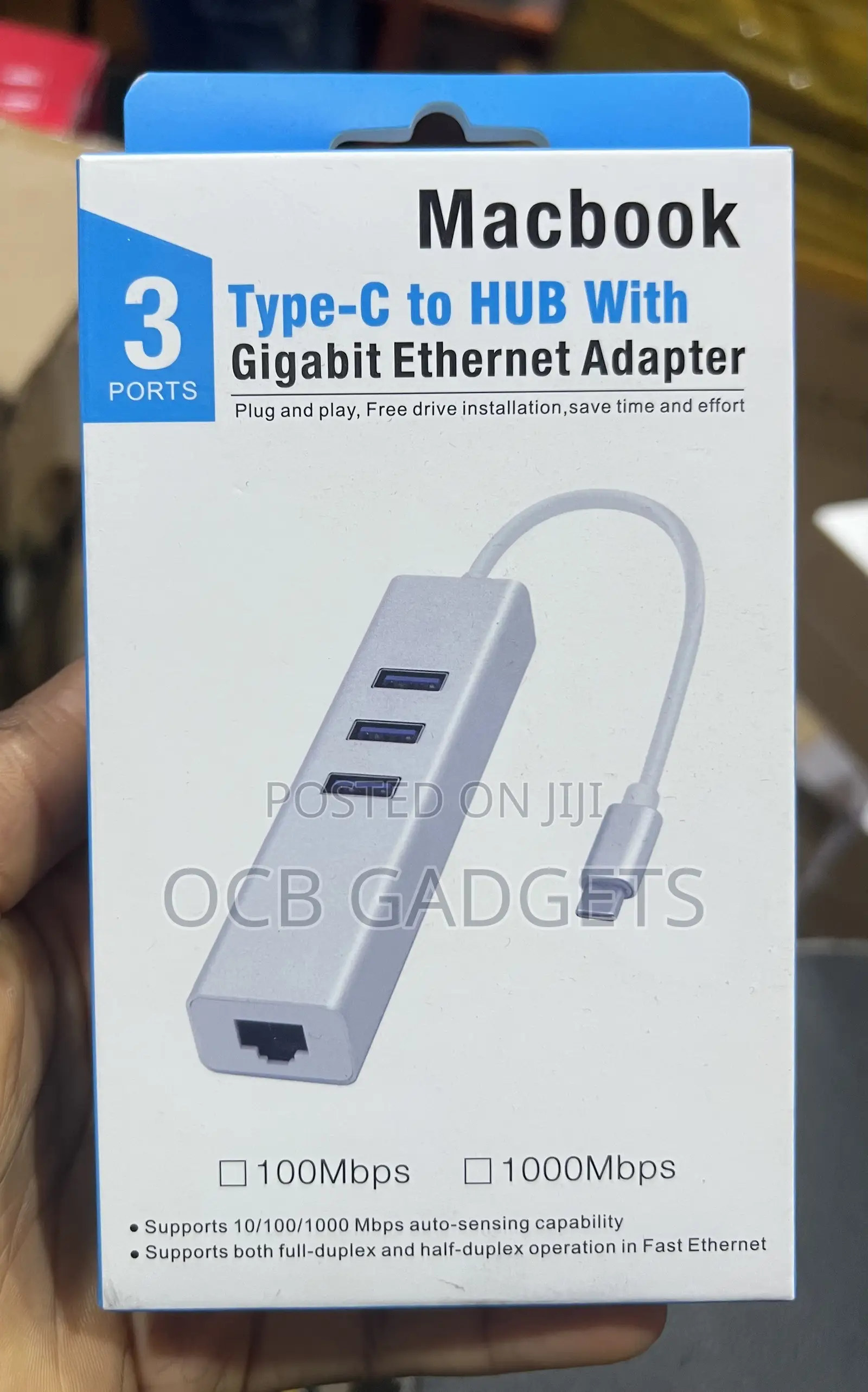 Macbook Type C to Hub With Gigabit Ethernet Adapter