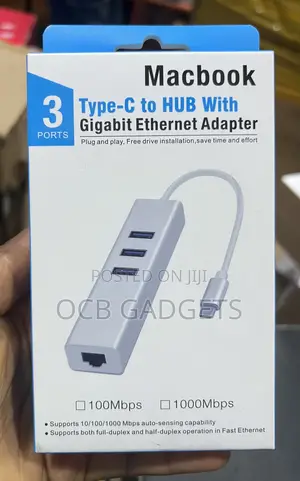 Macbook Type C to Hub With Gigabit Ethernet Adapter