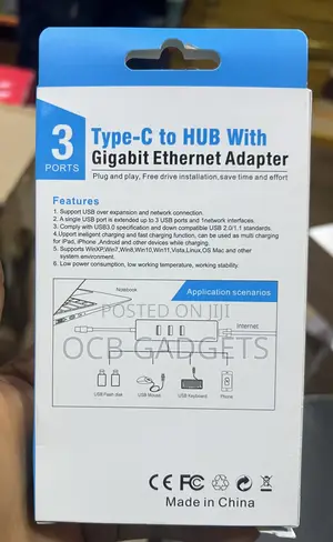 Macbook Type C to Hub With Gigabit Ethernet Adapter