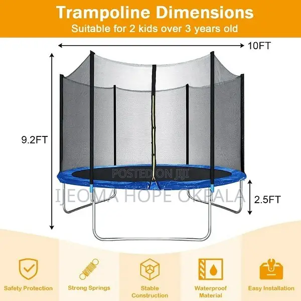 10ft Big Trampoline Rebounder With Combo Net Ladder