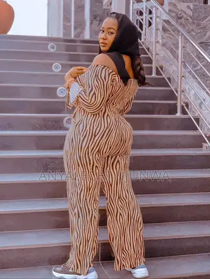 Off-Shoulder Zebra Print Jumpsuit