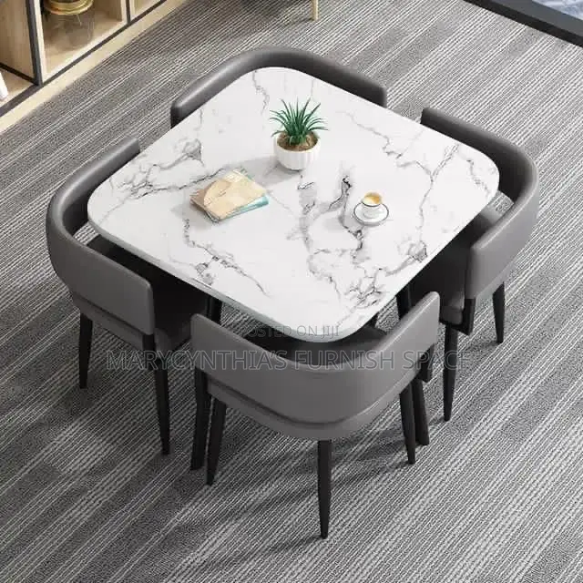 4-Seater Marble Dining Set – Elegant Modern