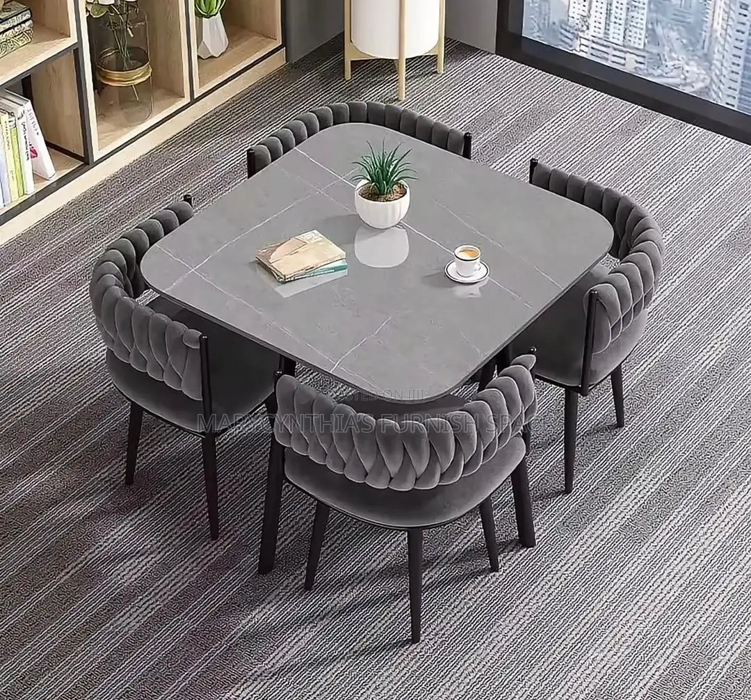4-Seater Marble Dining Set – Elegant Modern