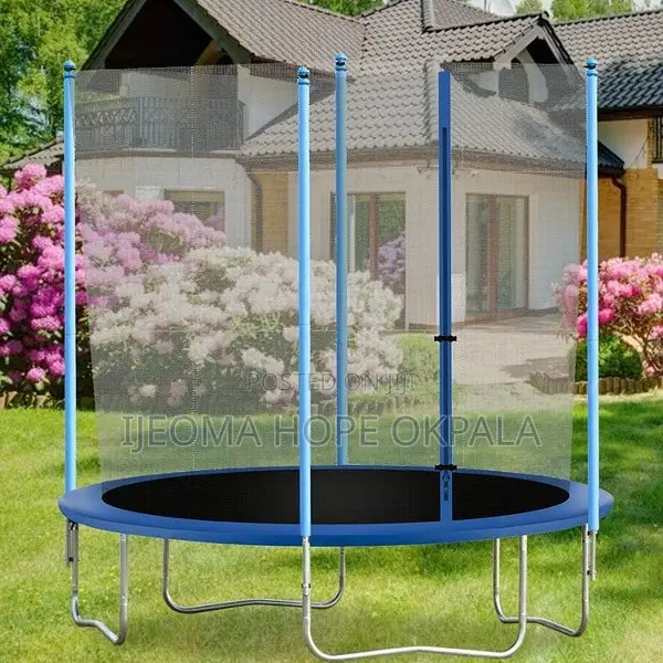 8 Ft Trampoline With Safety Enclosure Net ,Outdoor Jump Rectangle