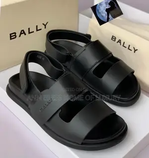 Bally All Black Leather Double Strap Sandals for Men