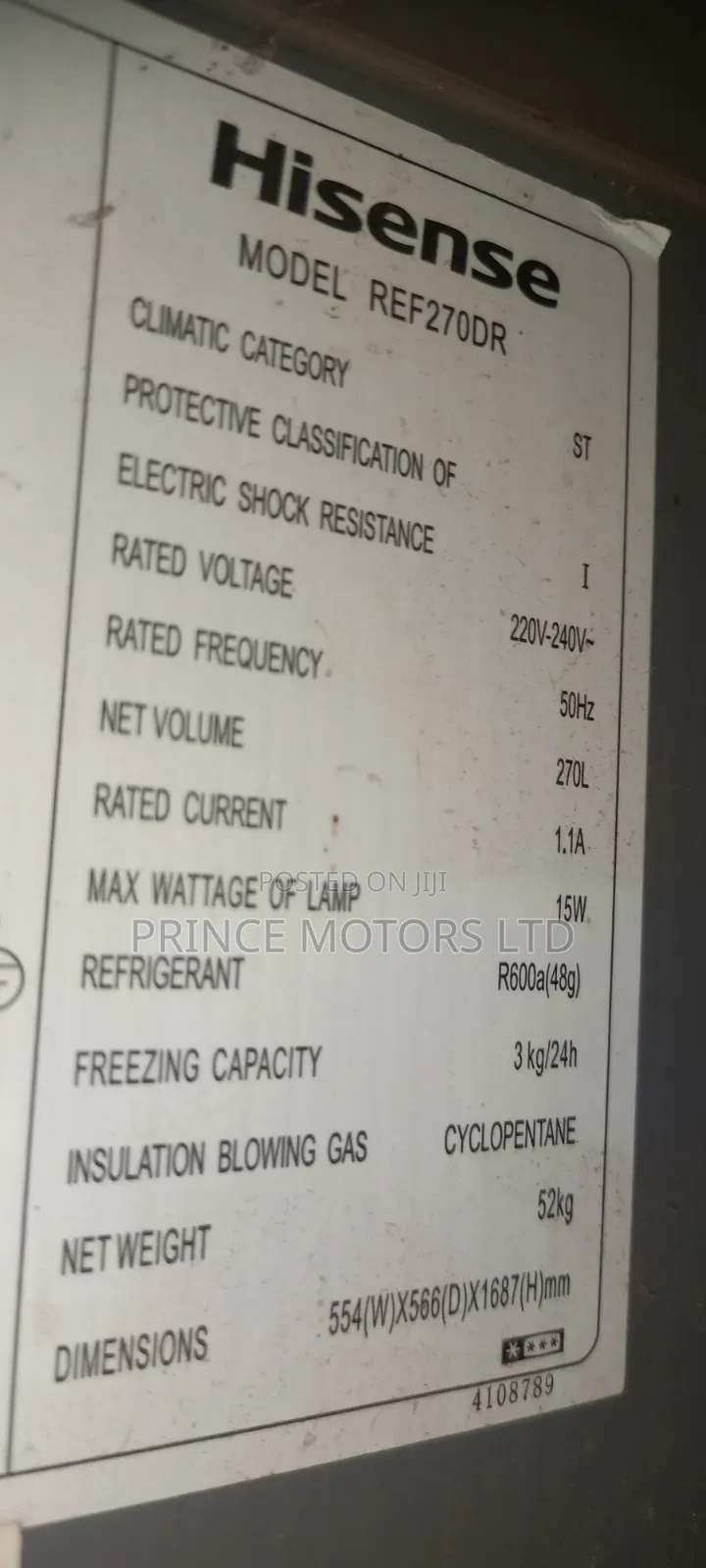 Neatly Used 270l Hisense Frigde