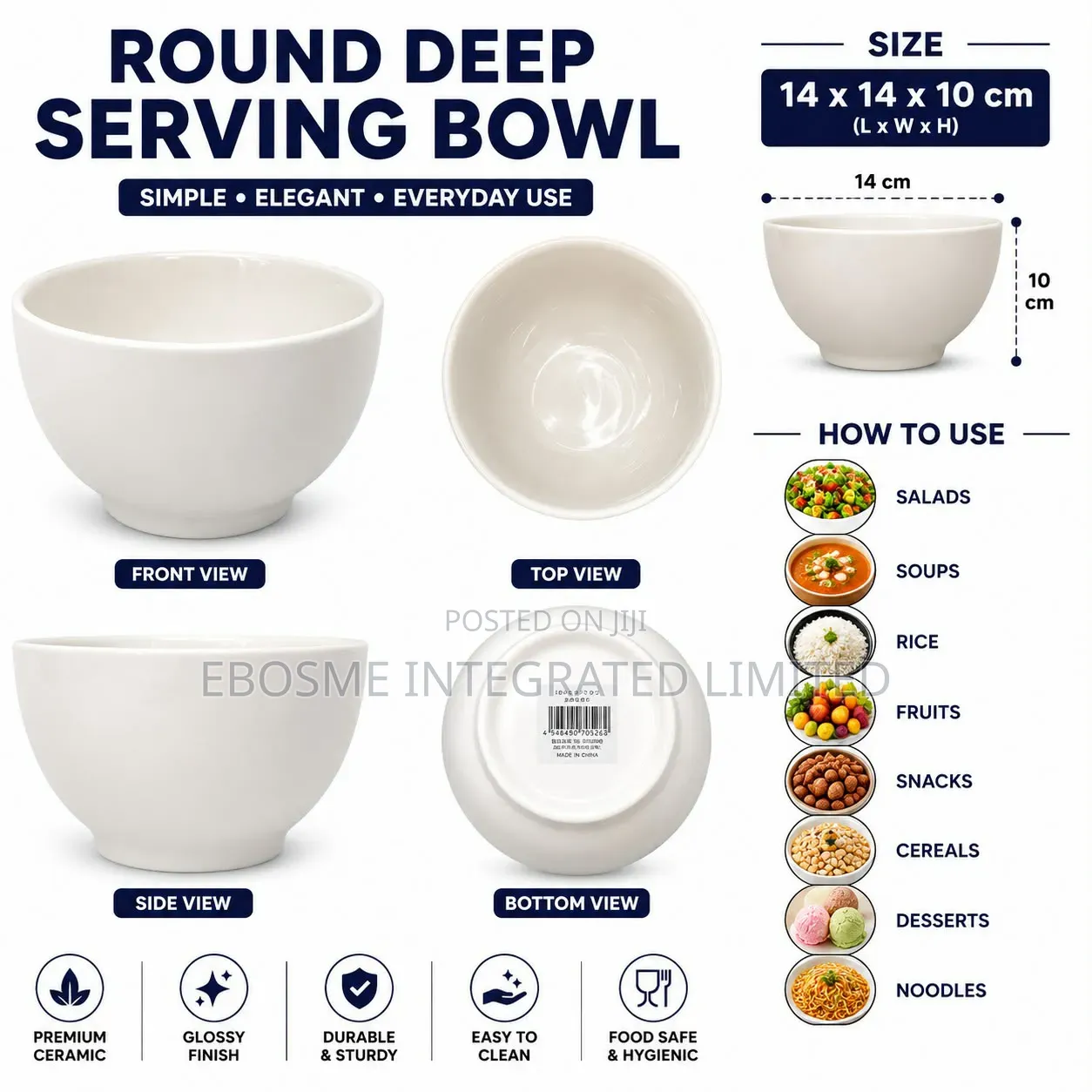 Round Dish Serving Bowl