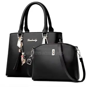 Ladies 2-Piece Pu Leather Tote Bag Crossbody Bag With Cat Charm