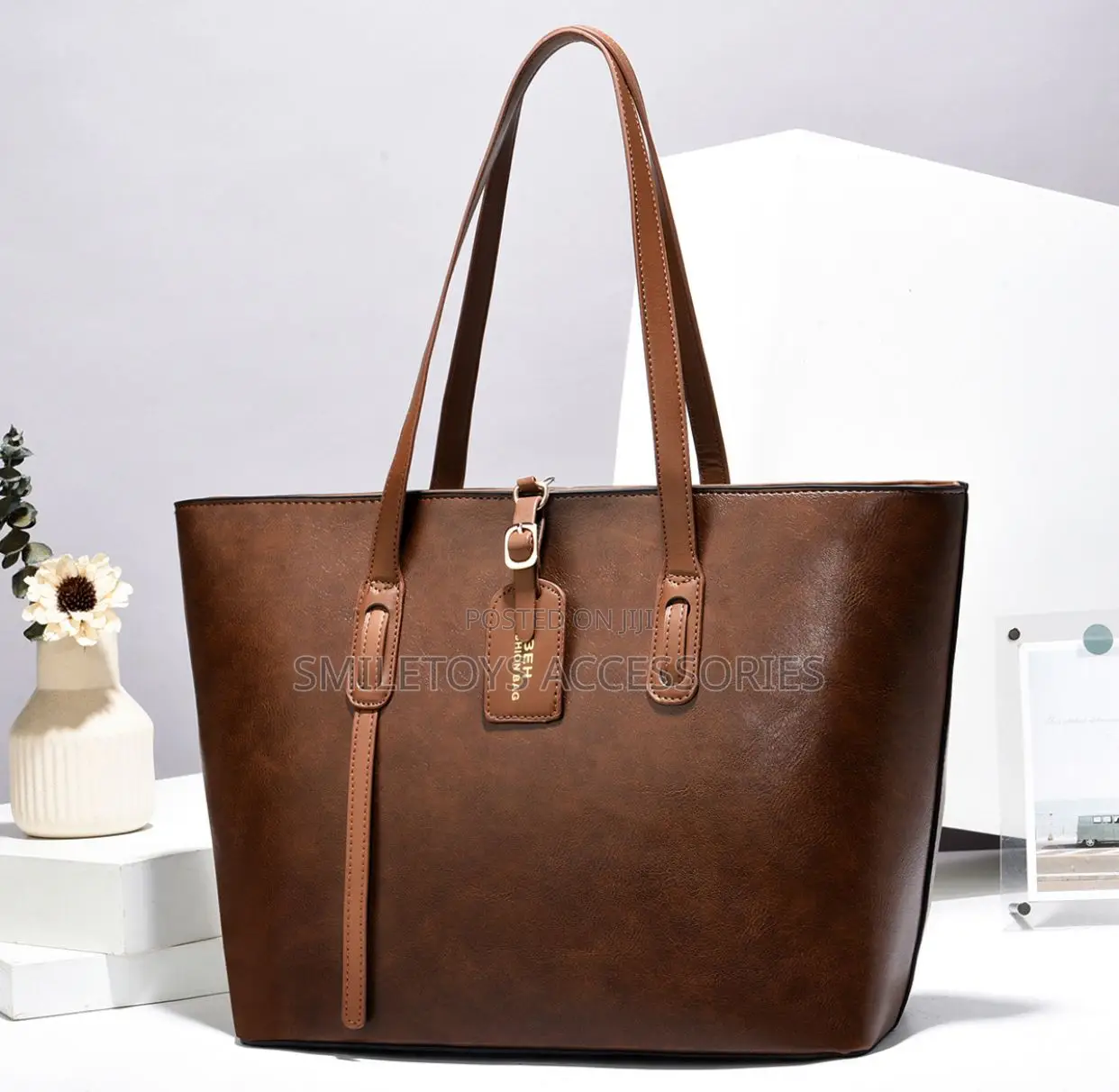 Large Capacity Pu Leather Laptop Tote Bag for Women