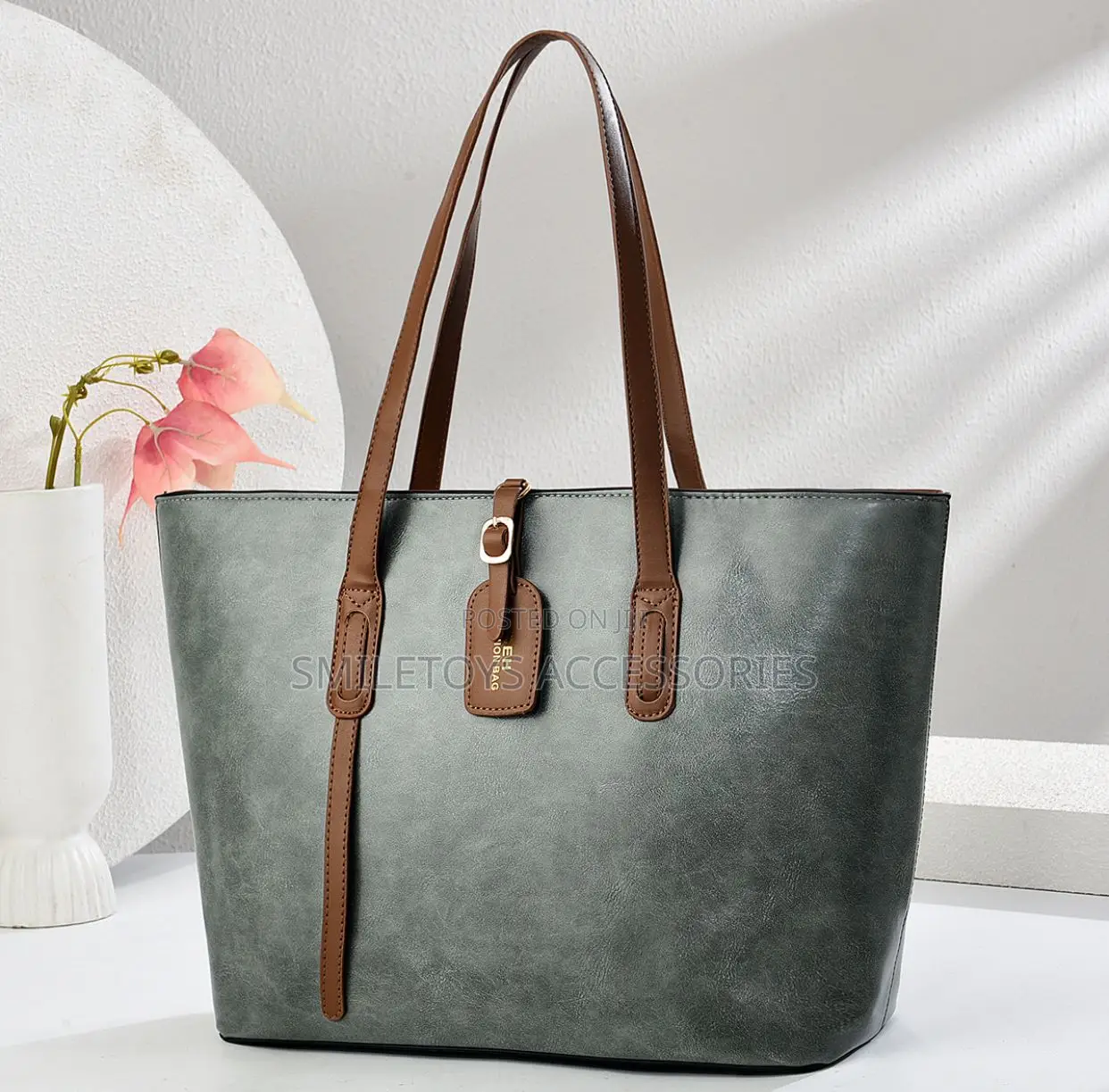 Large Capacity Pu Leather Laptop Tote Bag for Women