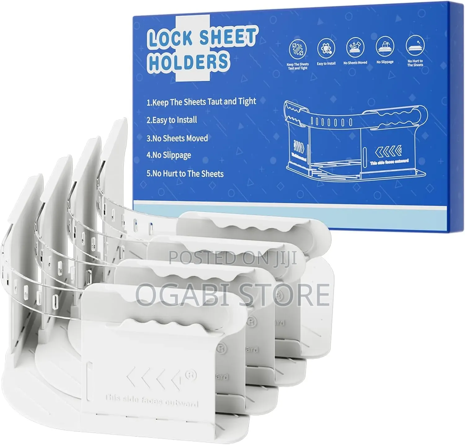Lock Sheet Holders (4pcs) – Adjustable Bed Sheet Clips