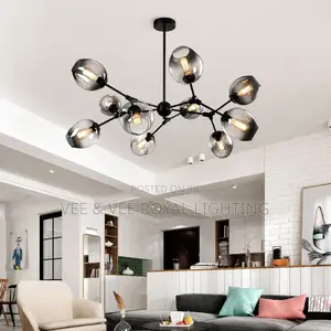 Luxury Smoked Glass Ball Chandelier - For Living Room, Bedroom, Hotels