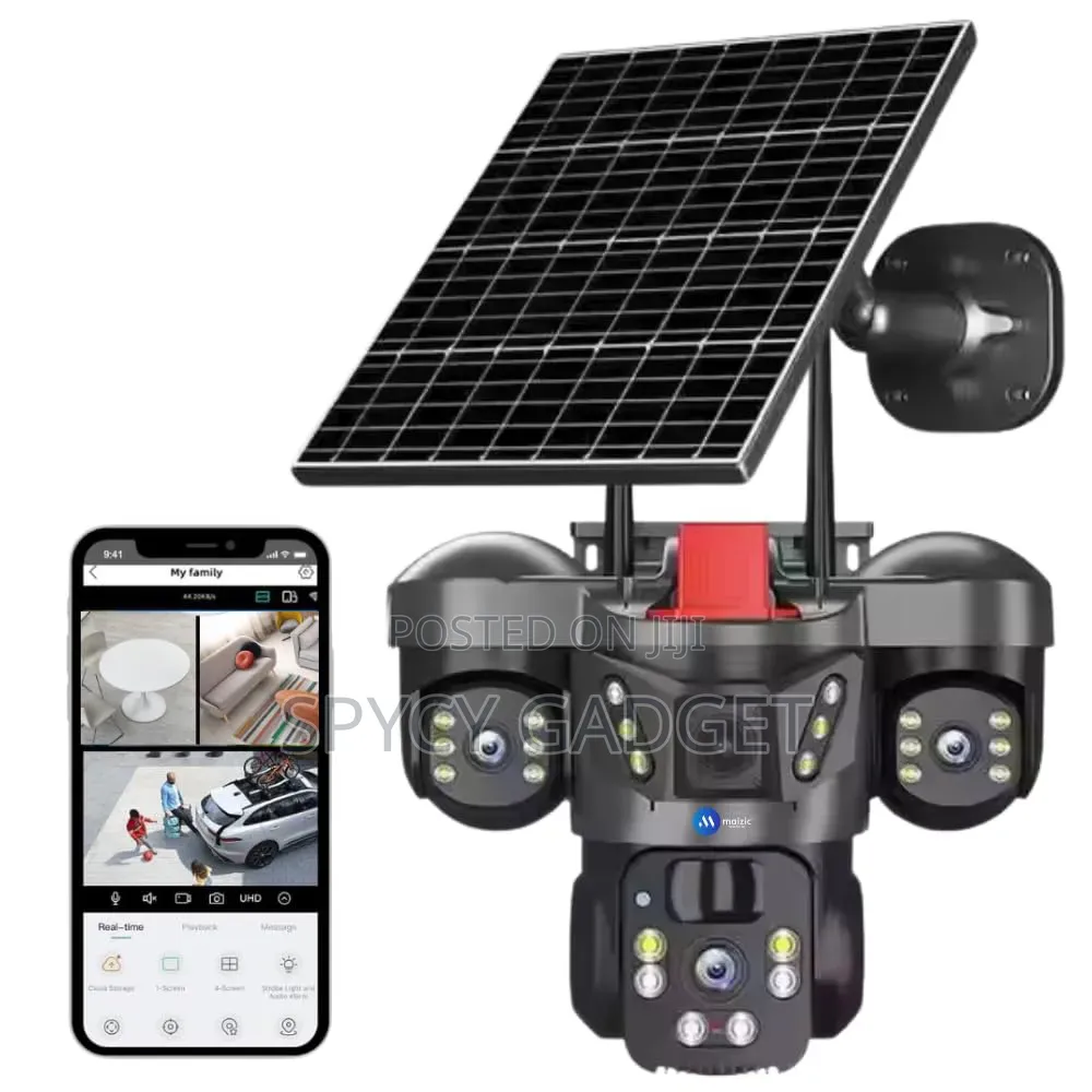 4g Solar Powered V380 PTZ Camera With Triple Lens