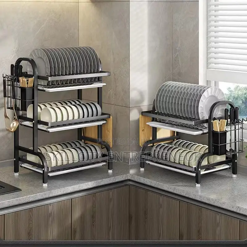 3-Layer Stainless Steel Kitchen Dish Organizer