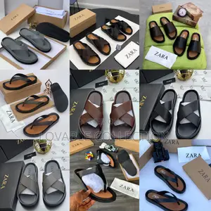Zara Men's Padded Leather Platform Slides