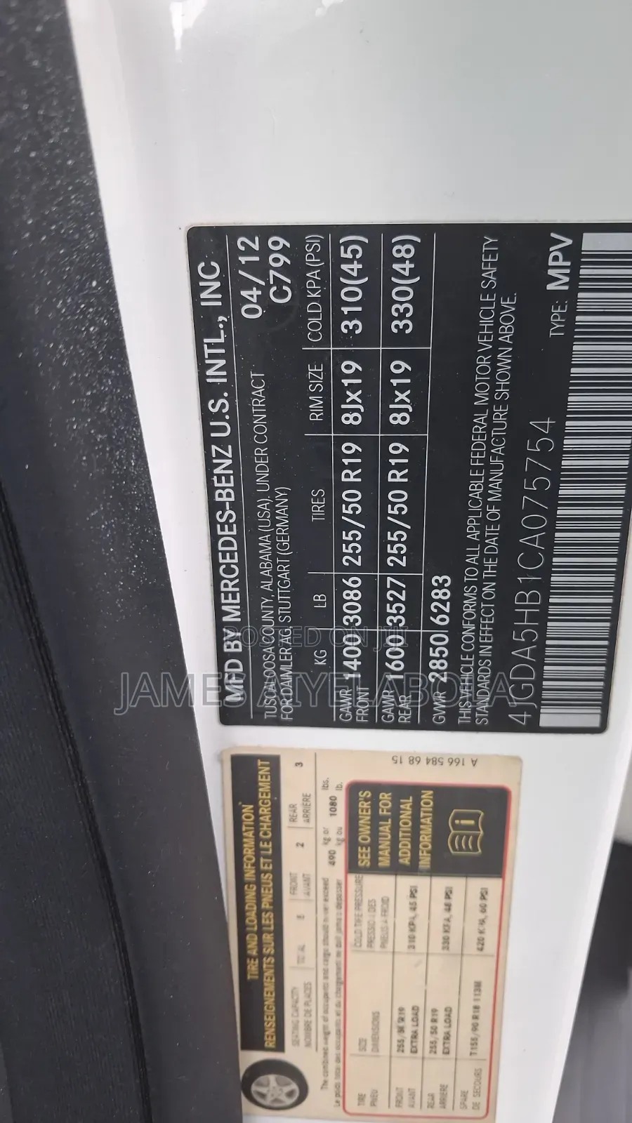 Mercedes-Benz M Class 2012 White