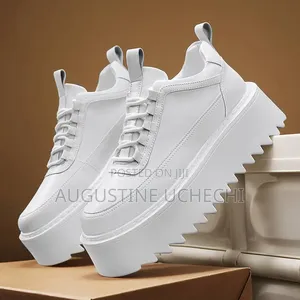 Premium Unisex White Platform Sneakers – Chunky Sole Casual Shoes