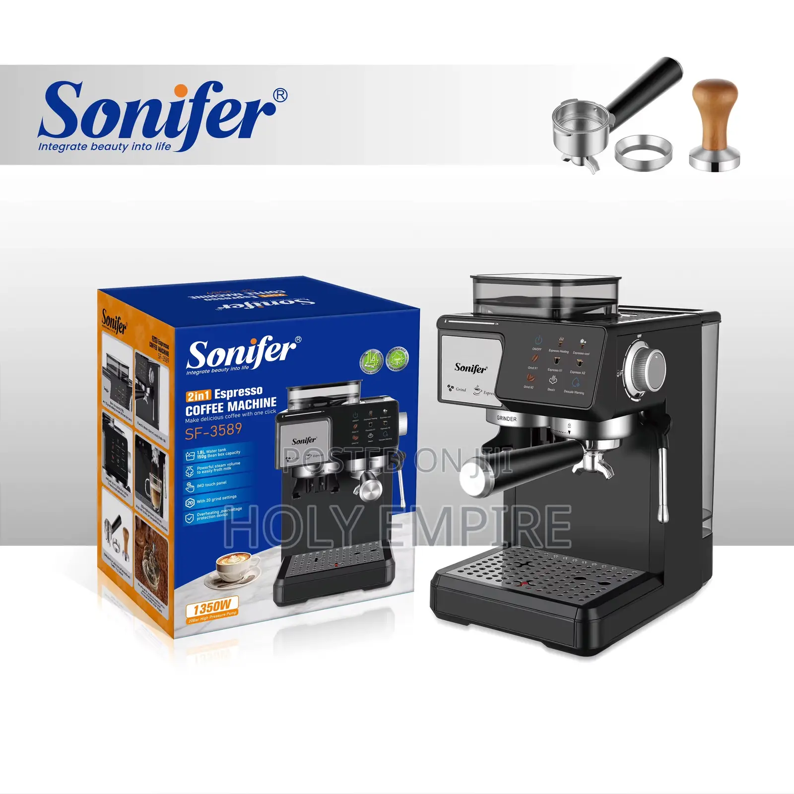 Sonifer Espresso Coffee Maker Machine With Grinder