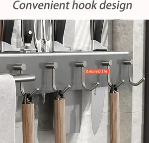 Multifunctional Kitchen Utensil Holder With Hooks Towel Bar
