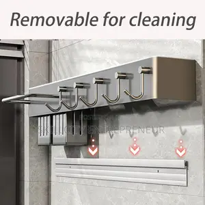 Multifunctional Kitchen Utensil Holder With Hooks Towel Bar