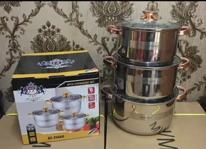 Quality Set 3 Stainless Pot With Golden Handle