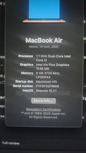 Laptop Apple MacBook Pro 2020 8GB Intel Core i3 HDD+SSD 128GB