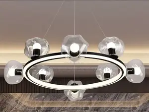 Nordic Modern Glass Bubble Led Ceiling Chandelier Heavy Duty Brass