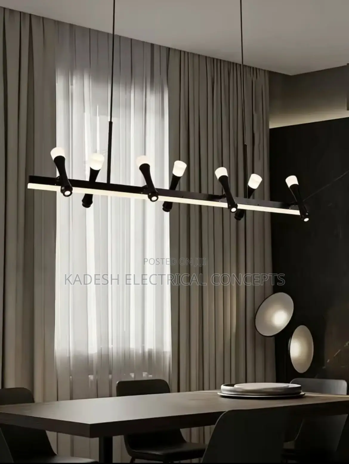 Modern Black Ring Cob Led Acrylic Chandelier Creative Ceiling Pendant